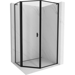 MEXEN/S - Mist Lsprchový kout pětiboký křídlový asymetrický levá 80 x 90, černá okraj, černá (8A8L-080-090-70-70-L)