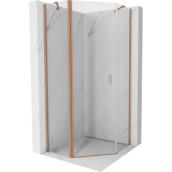 MEXEN/S - Mist sprchový kout pětiboký křídlový 90 x 90, transparent, měď kartáčovaná (8A8-090-090-65-00)