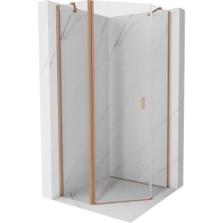 MEXEN/S - Mist sprchový kout pětiboký křídlový 90 x 90, transparent, měď kartáčovaná (8A8-090-090-65-00)
