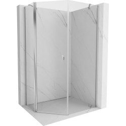 MEXEN/S - Mistsprchový kout pětiboký křídlový asymetrický 80 x 90, transparent, chrom (8A8-080-090-01-00)