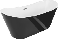 MEXEN/S - Montana vana volně stojící 180 x 80, bílá/černá, sifon a přepad grafit metal (52011808075-95)