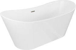 MEXEN/S - Montana vana volně stojící 180 x 80, bílá, sifon a přepad nikl kartáčovaná (52011808000-97)