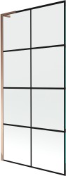MEXEN/S - Next L vanová zástěna FIX 90 x 150, černá vzor, růžové zlato (895-090-000-03-77-60)