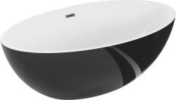 MEXEN/S - Nike volně stojící vana 175 x 100, bílá/černá, sifon a přepad grafit metal (54071751075-95)