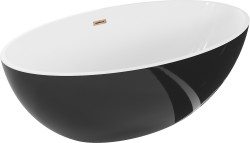 MEXEN/S - Nike volně stojící vana 175 x 100, bílá/černá, sifon a přepad růžové zlato (54071751075-60)