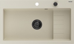 MEXEN/S - Omar granitový dřez 800 x 480 mm, béžová, černý sifon (6520801005-69-B)