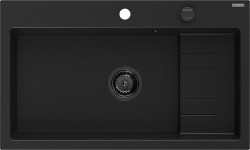 MEXEN/S - Omar granitový dřez 800 x 480 mm, černá, černý sifon (6520801005-77-B)
