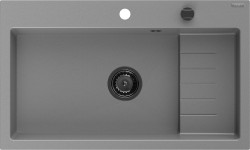 MEXEN/S - Omar granitový dřez 800 x 480 mm, šedá, černý sifon (6520801005-71-B)