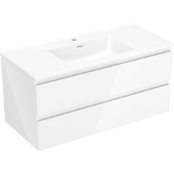 MEXEN/S - Orio koupelnová skříňka 100 cm s umyvadlem Otis, 2 zásuvky, bílá lesk (91A10-10047-2-BFF00-W18M00)