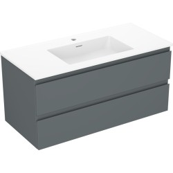 MEXEN/S - Orio koupelnová skříňka 100 cm s umyvadlem Otis, 2 zásuvky, grafit mat/bílá mat (91A10-10047-2-BFF66-W18M01)