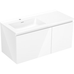 MEXEN/S - Orio koupelnová skříňka 100 cm s umyvadlem Otis levá, 1S, 1D, bílá lesk (91A13-10047-3-BBFF00-W18L00)