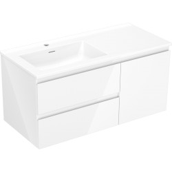 MEXEN/S - Orio koupelnová skříňka 100 cm s umyvadlem Otis levá, 2S, 1D, bílá lesk (91A13-10047-3-BBFFF00-W18L00)