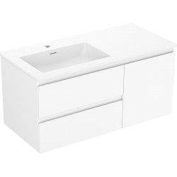 MEXEN/S - Orio koupelnová skříňka 100 cm s umyvadlem Otis levá, 2S, 1D, bílá mat (91A13-10047-3-BBFFF01-W18L01)