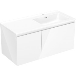 MEXEN/S - Orio koupelnová skříňka 100 cm s umyvadlem Otis pravá, 1S, 1D, bílá lesk (91A13-10047-3-BBFF00-W18P00)