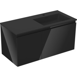 MEXEN/S - Orio koupelnová skříňka 100 cm s umyvadlem Otis pravá, 1S, 1D, černá lesk/černá mat (91A13-10047-3-BBFF70-W18P71)