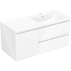 MEXEN/S - Orio koupelnová skříňka 100 cm s umyvadlem Otis pravá, 2S, 1D, bílá lesk (91A13-10047-3-BBFFF00-W18P00)