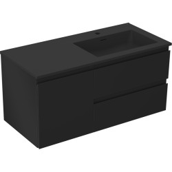 MEXEN/S - Orio koupelnová skříňka 100 cm s umyvadlem Otis pravá, 2S, 1D, černá mat (91A13-10047-3-BBFFF71-W18P71)