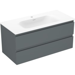 MEXEN/S - Orio koupelnová skříňka 100 cm s umyvadlem Vela, 2 zásuvky, grafit mat/bílá mat (91A10-10047-2-BFF66-W23M01)