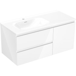 MEXEN/S - Orio koupelnová skříňka 100 cm s umyvadlem Vela levá, 2S, 1D, bílá lesk (91A13-10047-3-BBFFF00-W23L00)
