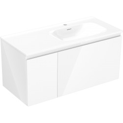 MEXEN/S - Orio koupelnová skříňka 100 cm s umyvadlem Vela pravá, 1S, 1D, bílá lesk (91A13-10047-3-BBFF00-W23P00)