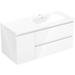 MEXEN/S - Orio koupelnová skříňka 100 cm s umyvadlem Vela pravá, 2S, 1D, bílá lesk (91A13-10047-3-BBFFF00-W23P00)