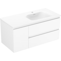 MEXEN/S - Orio koupelnová skříňka 100 cm s umyvadlem Vela pravá, 2S, 1D, bílá mat (91A13-10047-3-BBFFFF01-W23P01)