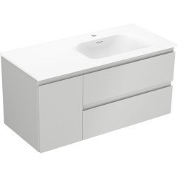 MEXEN/S - Orio koupelnová skříňka 100 cm s umyvadlem Vela pravá, 2S, 1D, šedá mat/bílá mat (91A13-10047-3-BBFFF62-W23P01)