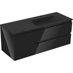 MEXEN/S - Orio koupelnová skříňka 120 cm s umyvadlem Vela pravá, 2S, 1D, černá lesk/černá mat (91A13-12047-3-BBFFF70-W23P71)