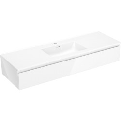 MEXEN/S - Orio koupelnová skříňka 140 cm s umyvadlem Otis, 1 šuplík, bílá lesk (91A10-14023-1-BF00-W18M00)