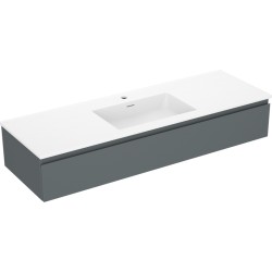 MEXEN/S - Orio koupelnová skříňka 140 cm s umyvadlem Otis, 1 šuplík, grafit mat/bílá mat (91A10-14023-1-BF66-W18M01)