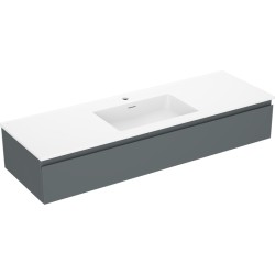 MEXEN/S - Orio koupelnová skříňka 140 cm s umyvadlem Otis, 1 šuplík, grafit mat/bílá mat (91A10-14023-1-BF66-W18M01)