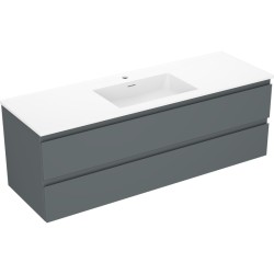 MEXEN/S - Orio koupelnová skříňka 140 cm s umyvadlem Otis, 2 zásuvky, grafit mat/bílá mat (91A10-14047-2-BFF66-W18M01)
