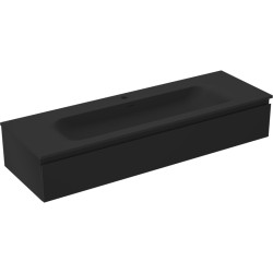 MEXEN/S - Orio koupelnová skříňka 140 cm s umyvadlem Vela, 1 šuplík, černá mat (91A10-14023-1-BF71-W23M71)