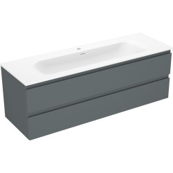 MEXEN/S - Orio koupelnová skříňka 140 cm s umyvadlem Vela, 2 zásuvky, grafit mat/bílá mat (91A10-14047-2-BFF66-W23M01)
