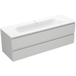 MEXEN/S - Orio koupelnová skříňka 140 cm s umyvadlem Vela, 2 zásuvky, šedá mat/bílá mat (91A10-14047-2-BFF62-W23M01)