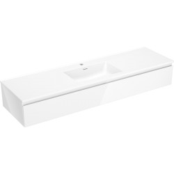 MEXEN/S - Orio koupelnová skříňka 160 cm s umyvadlem Otis, 1 šuplík, bílá lesk (91A10-16023-1-BF00-W18M00)