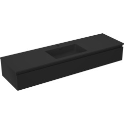 MEXEN/S - Orio koupelnová skříňka 160 cm s umyvadlem Otis, 1 šuplík, černá mat (91A10-16023-1-BF71-W18M71)