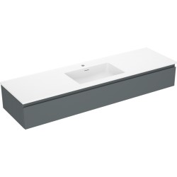 MEXEN/S - Orio koupelnová skříňka 160 cm s umyvadlem Otis, 1 šuplík, grafit mat/bílá mat (91A10-16023-1-BF66-W18M01)