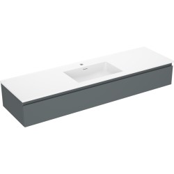 MEXEN/S - Orio koupelnová skříňka 160 cm s umyvadlem Otis, 1 šuplík, grafit mat/bílá mat (91A10-16023-1-BF66-W18M01)