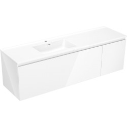 MEXEN/S - Orio koupelnová skříňka 160 cm s umyvadlem Otis levá, 1S, 1D, bílá lesk (91A13-16047-3-BBFF00-W18L00)