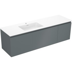 MEXEN/S - Orio koupelnová skříňka 160 cm s umyvadlem Otis levá, 1S, 1D, grafit mat/bílá mat (91A13-16047-3-BBFF66-W18L01)