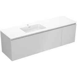 MEXEN/S - Orio koupelnová skříňka 160 cm s umyvadlem Otis levá, 1S, 1D, šedá mat/bílá mat (91A13-16047-3-BBFF62-W18L01)