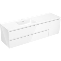 MEXEN/S - Orio koupelnová skříňka 160 cm s umyvadlem Otis levá, 2S, 1D, bílá lesk (91A13-16047-3-BBFFF00-W18L00)