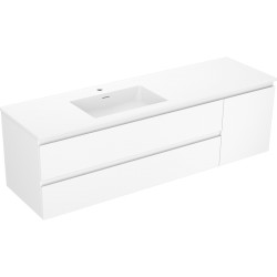 MEXEN/S - Orio koupelnová skříňka 160 cm s umyvadlem Otis levá, 2S, 1D, bílá mat (91A13-16047-3-BBFFF01-W18L01)