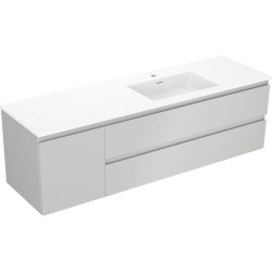 MEXEN/S - Orio koupelnová skříňka 160 cm s umyvadlem Otis pravá, 2S, 1D, šedá mat/bílá mat (91A13-16047-3-BBFFF62-W18P01)