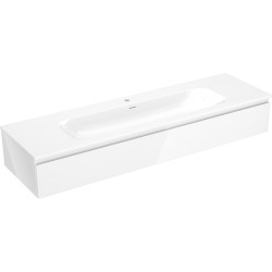 MEXEN/S - Orio koupelnová skříňka 160 cm s umyvadlem Vela, 1 šuplík, bílá lesk (91A10-16023-1-BF00-W23M00)