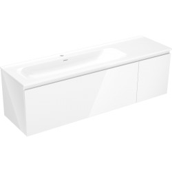MEXEN/S - Orio koupelnová skříňka 160 cm s umyvadlem Vela levá, 1S, 1D, bílá lesk (91A13-16047-3-BBFF00-W23L00)