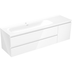 MEXEN/S - Orio koupelnová skříňka 160 cm s umyvadlem Vela levá, 2S, 1D, bílá lesk (91A13-16047-3-BBFFF00-W23L00)