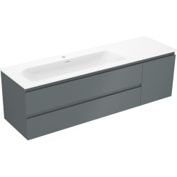 MEXEN/S - Orio koupelnová skříňka 160 cm s umyvadlem Vela levá, 2S, 1D, grafit mat/bílá mat (91A13-16047-3-BBFFF66-W23L01)