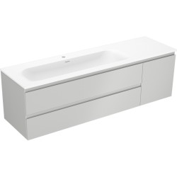 MEXEN/S - Orio koupelnová skříňka 160 cm s umyvadlem Vela levá, 2S, 1D, šedá mat/bílá mat (91A13-16047-3-BBFFF62-W23L01)